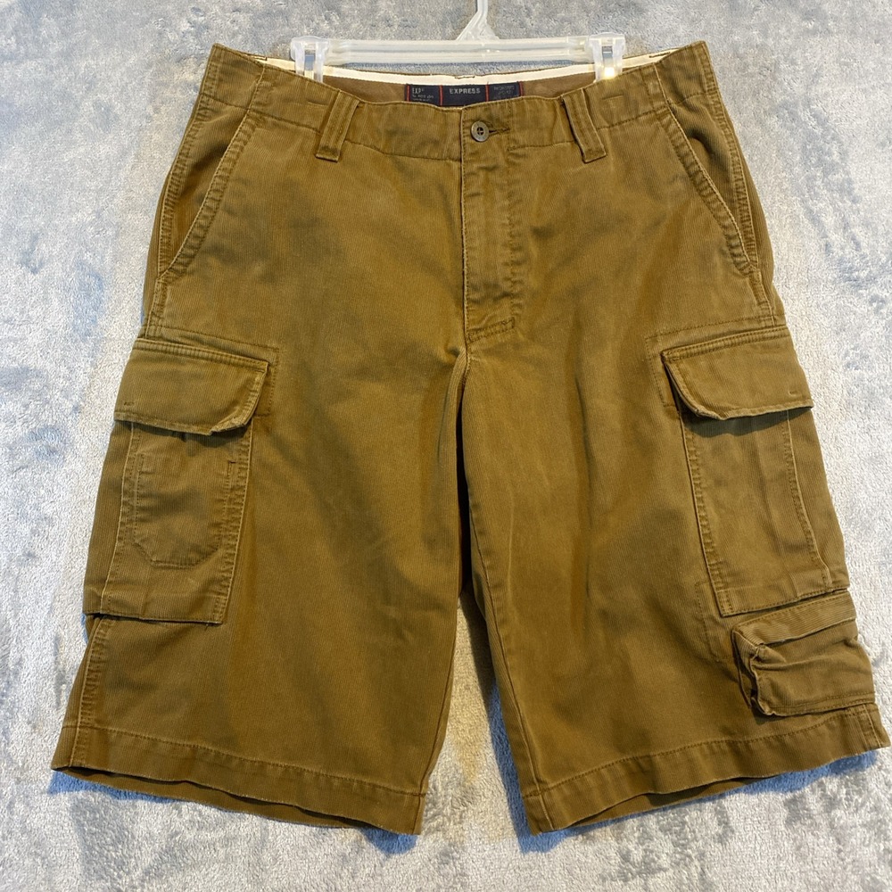Express Cargo Shorts Mens‎ Sz34 Brown Heavy Twill  Skater Grunge Hip Hop VTG